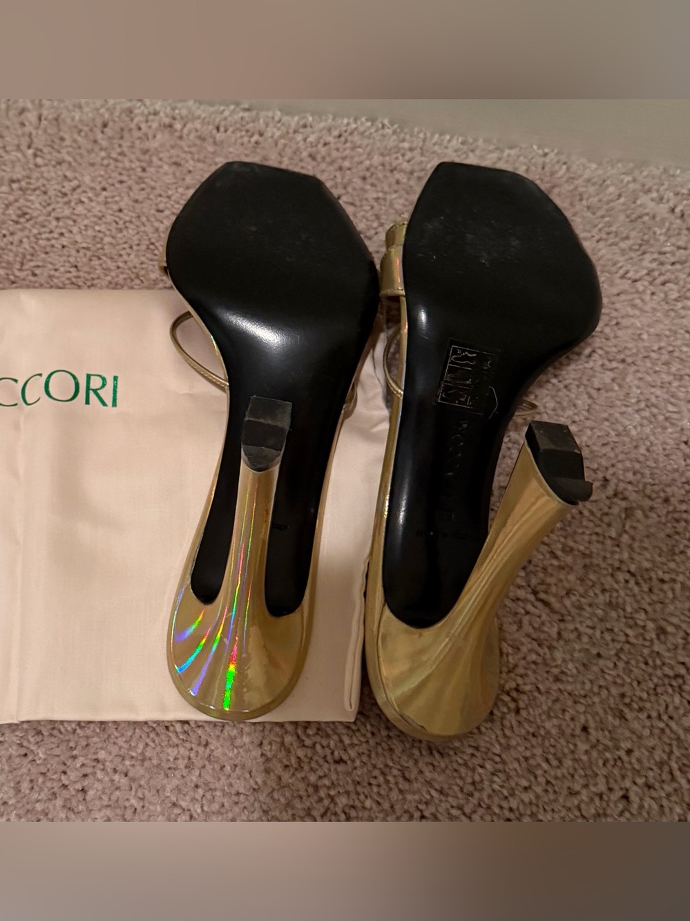 D’Accori Metallic Gold High-Heel Slide Sandals - Picture 5 of 5